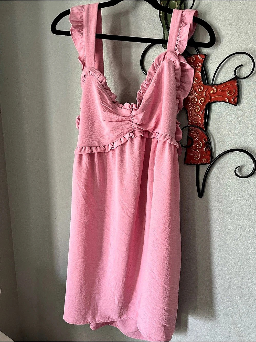 TIMING Pink Ruffle Mini Dress Size Medium Like New
